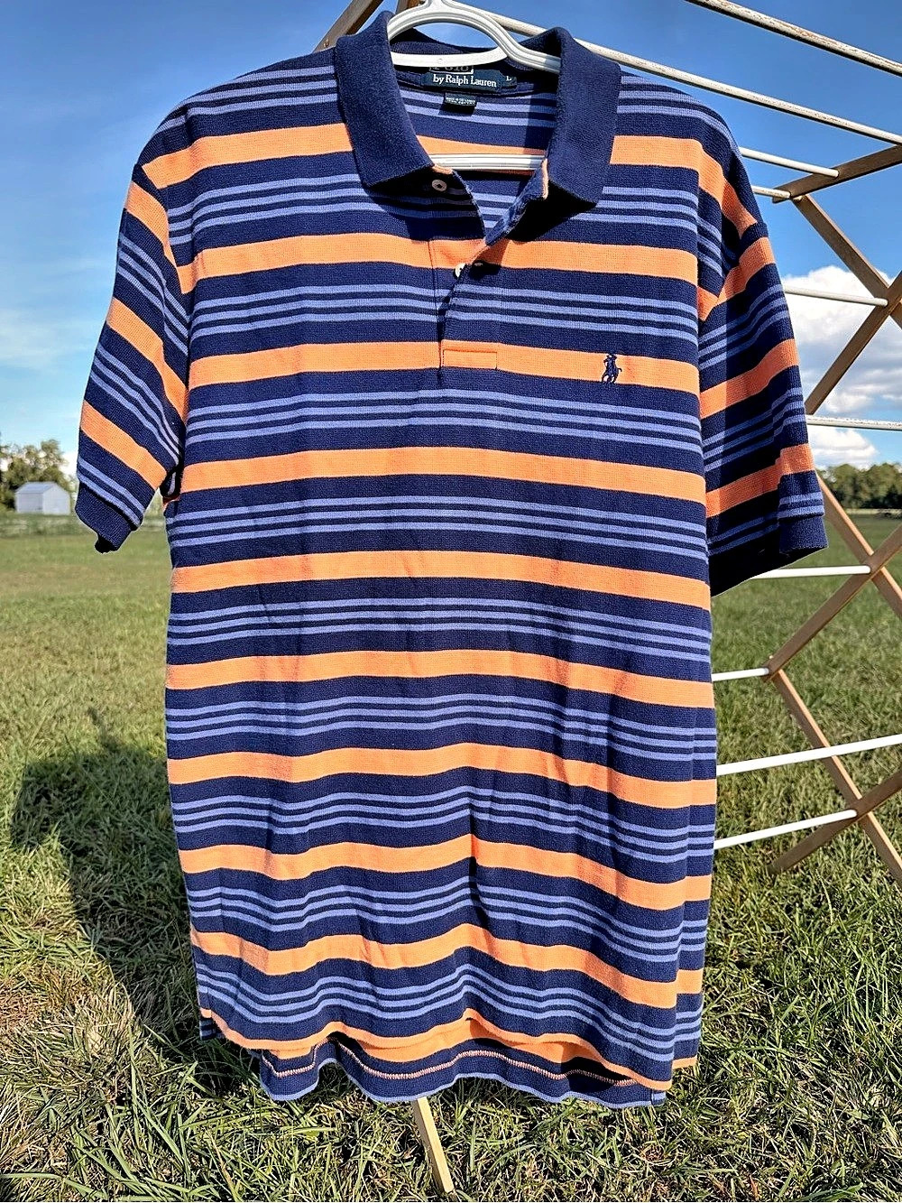 Polo by Ralph Lauren Striped 100% Cotton Polo Large